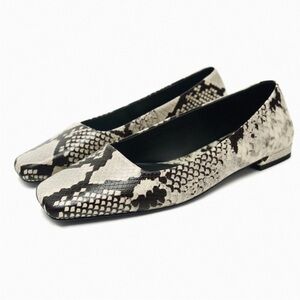 Zara square toe ballet flat in snakeskin - NWT